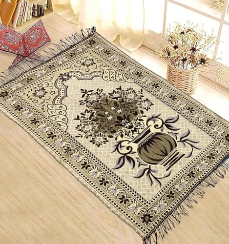 Image of KETOSTICS Cotton Musallah Janamaz Mat 4 x 2 Feet - Islamic Prayer Mat for Muslims - Soft Meditation /Asan /Multipurpose Rug Travel Namaz Mat for Men & Women, 27 x 44 Inches.