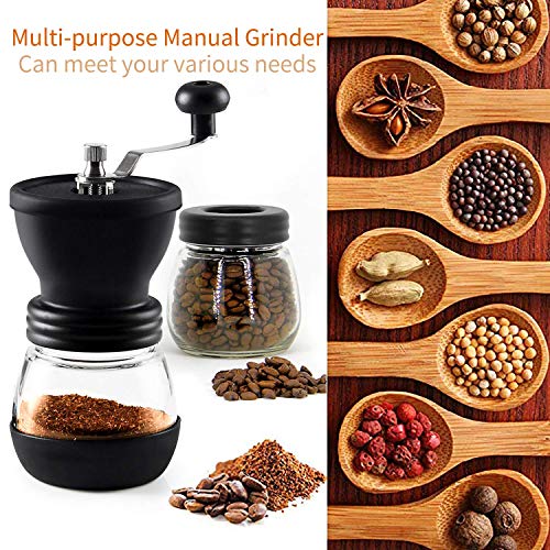 XIBLISS Glas-Kaffeemühle glas mit Deckel und Silikonboden, Kaffeedosen-Kapazität: 350 ml, Schwarz – Bild 7