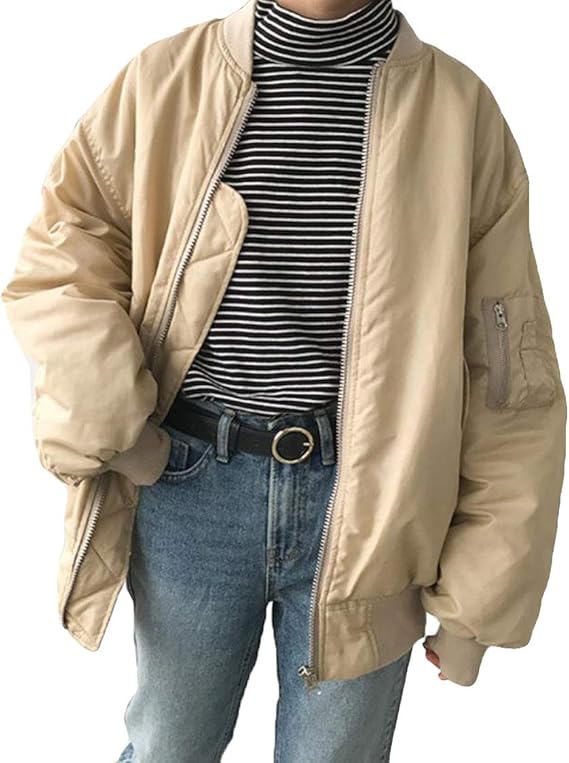 Amazon ニカ レディース Ma 1 コート ジャケット シンプル ジャンパー コート レディース 春 夏 秋 原宿風 野球服 Bf風 薄手コート ゆったり アウターカーキt0 コート ジャケット 通販