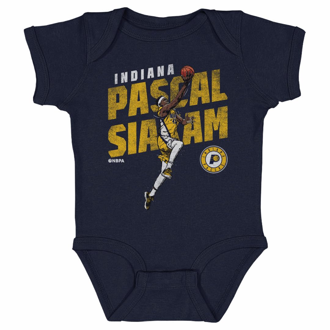 500 LEVEL Pascal Siakam Indiana Pacers One-Piece Infant Bodysuit - Pascal Siakam Indiana Pacers Slant WHT (Navy, 6M)