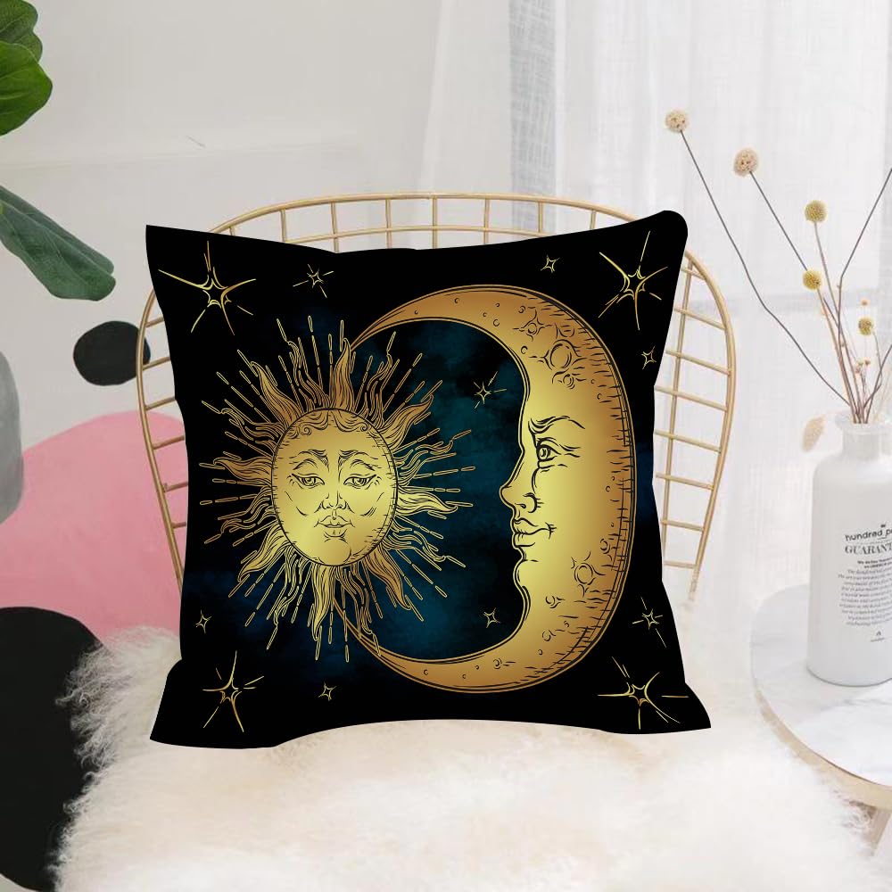 Hyosxw Psychedelic, Sacred Moon And Sun In Antique - A10 Cushion Cover,Throw Pillow Case Home Decorative For Living Room Bedroom Sofa Chair 18X18 Inch,Psychedelic, Sacred Moon And Sun In Antique Style My,Pillowcase 45X45cm