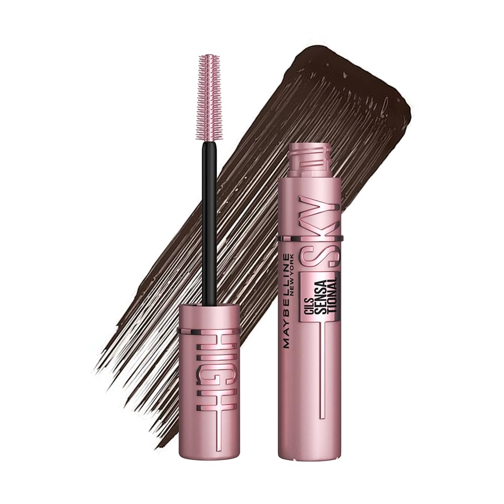 Maybelline New York Lash Sensational Sky High Mascara, Volumising & Lengthening Mascara, Washable Flake-Free Formula Infused with Bamboo Extract & Fibres, 7 ml, Shade: Brown