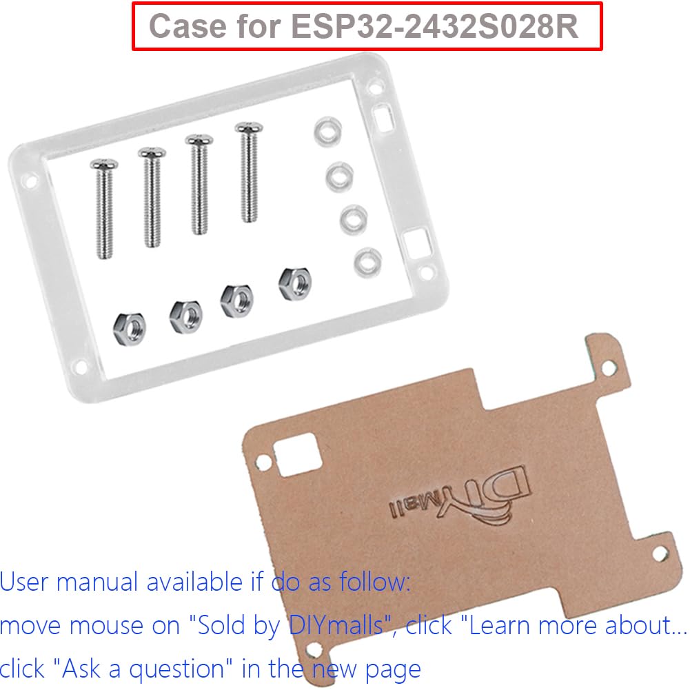 DIYmalls 2,8 Zoll ESP32-2432S028R ESP32 Display Resistive Touchscreen 240x320 TFT LCD Modul ESP 32 Entwicklungsplatine + Acrylgehäuse für Arduino IDE