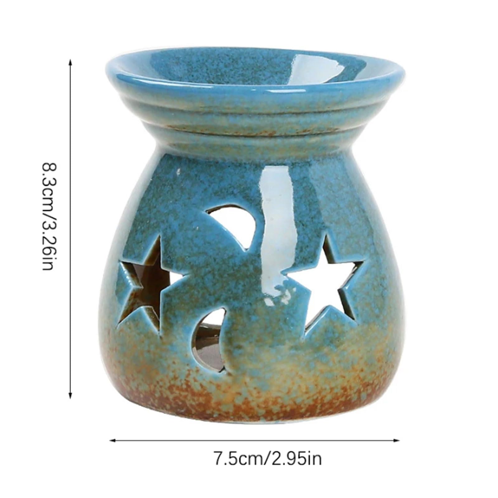 kominek do aromaterapii, Motywy gwiazd i księżyca do tworzenia spokojnej atmosfery w domach. Ręcznie robione ceramiczne pojemniki(Black)