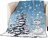 Vista 12 de T&H XHome Quilt Twin Size Luxury Quilted Comforter Bedspread-Thin Soft Cozy, Red Christmas Buffalo Plaid Xmas Tree Snowflake Reversible Stitched