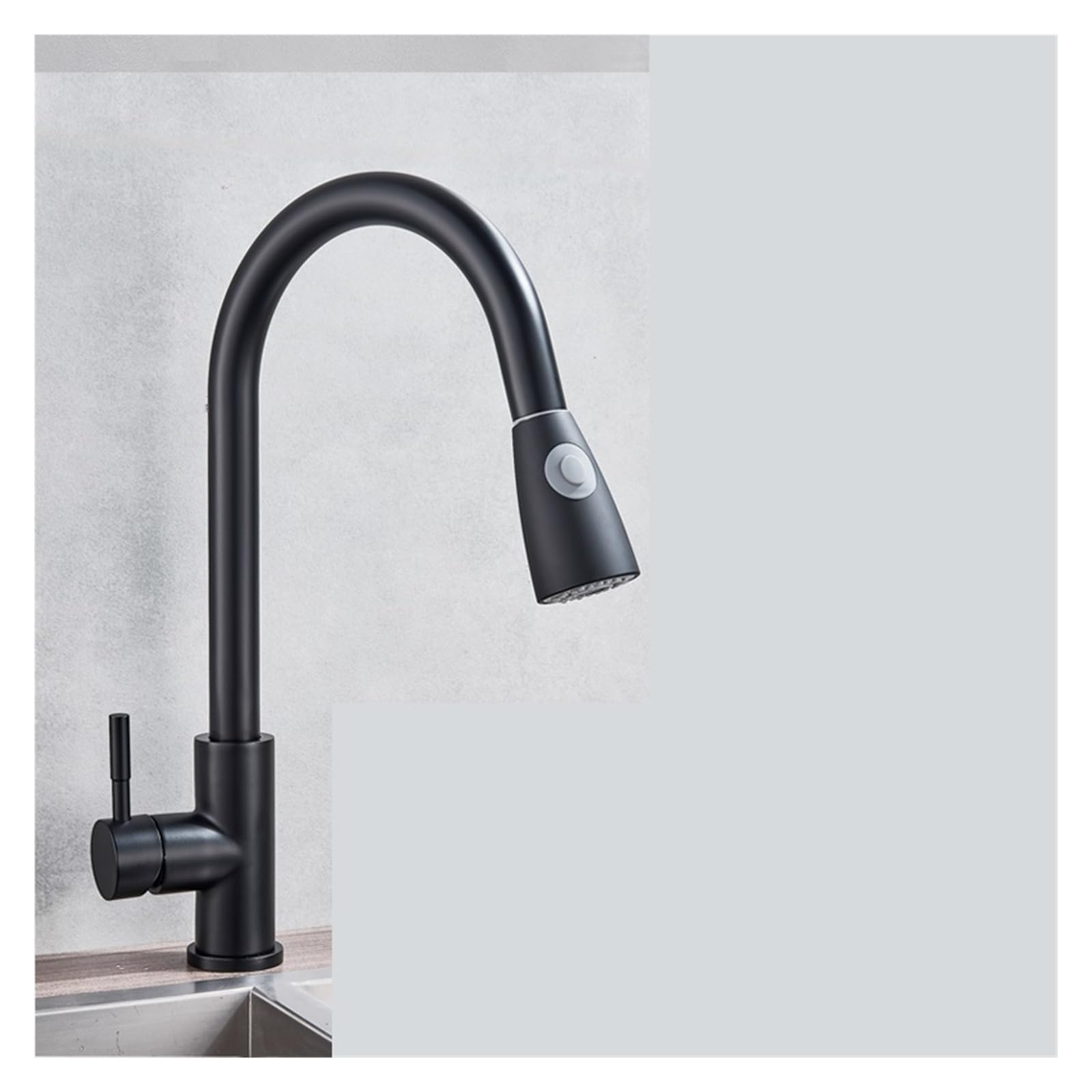 KKXXYQFC Black Pull Out Kitchen Sink Faucet Deck Mounted Stream Sprayer Mixer Tap Bathroom Hot Cold(Matte A)