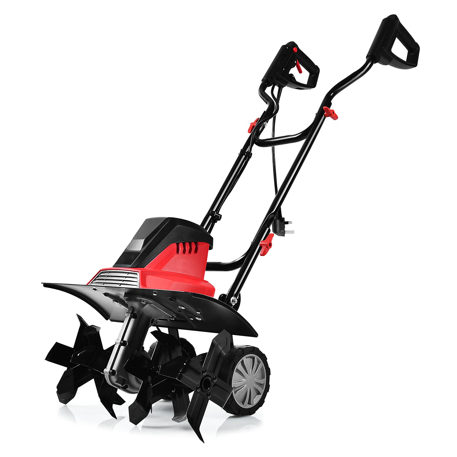 TANGZON Electric Tiller, 1200W/1500W Lawn Scarifier with 4/6 Tiller Blades, Adjustable Wheels and Foldable Handle, Mini Cultivator for Soil Loosening (43cm, Red) โ image 1