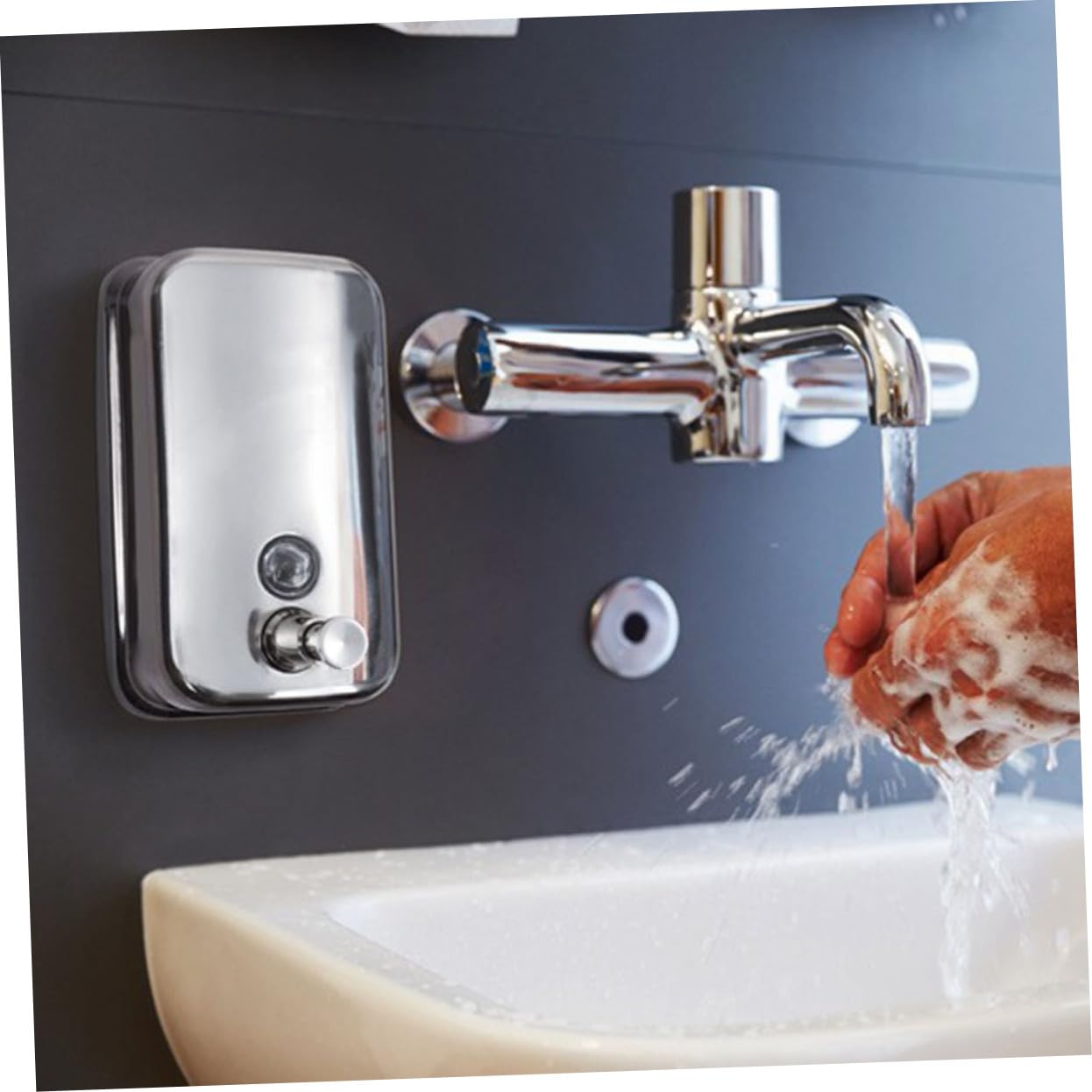 Artibetter Dispenser Sapone Manuale da Parete in Acciaio Inossidabile 1000ml Ricaricabile Porta Sapone Liquido per Bagno Casa e Bagno Pubblico