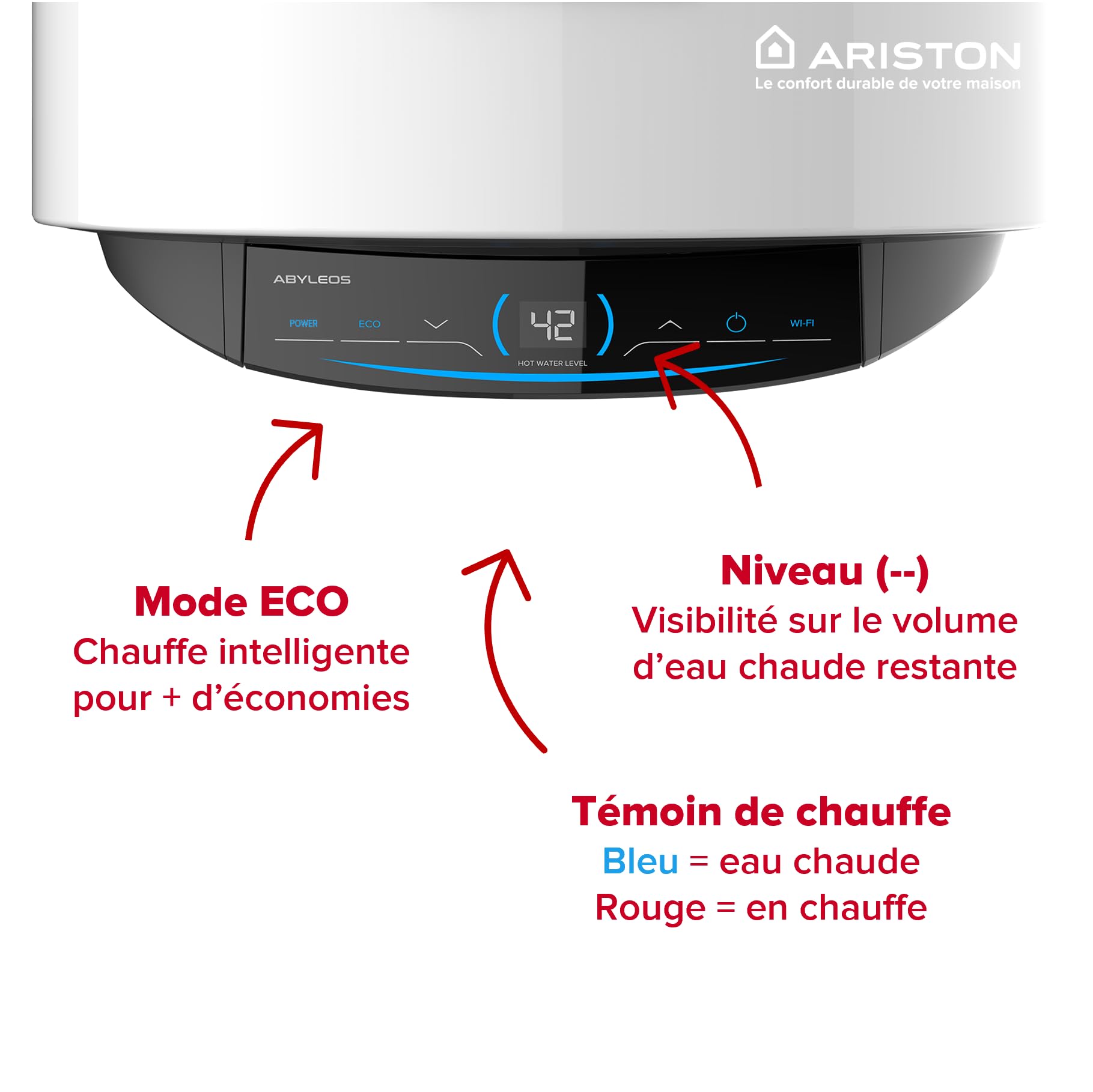 Ariston ABYLEOS XPERT WIFI Chauffe-eau Électrique Steatite Connecté 200L - Vertical Mural Ø530mm - Flexibilité Energétique - Remplacement à Vie - Technologie ACI - NF Performance 3 étoiles