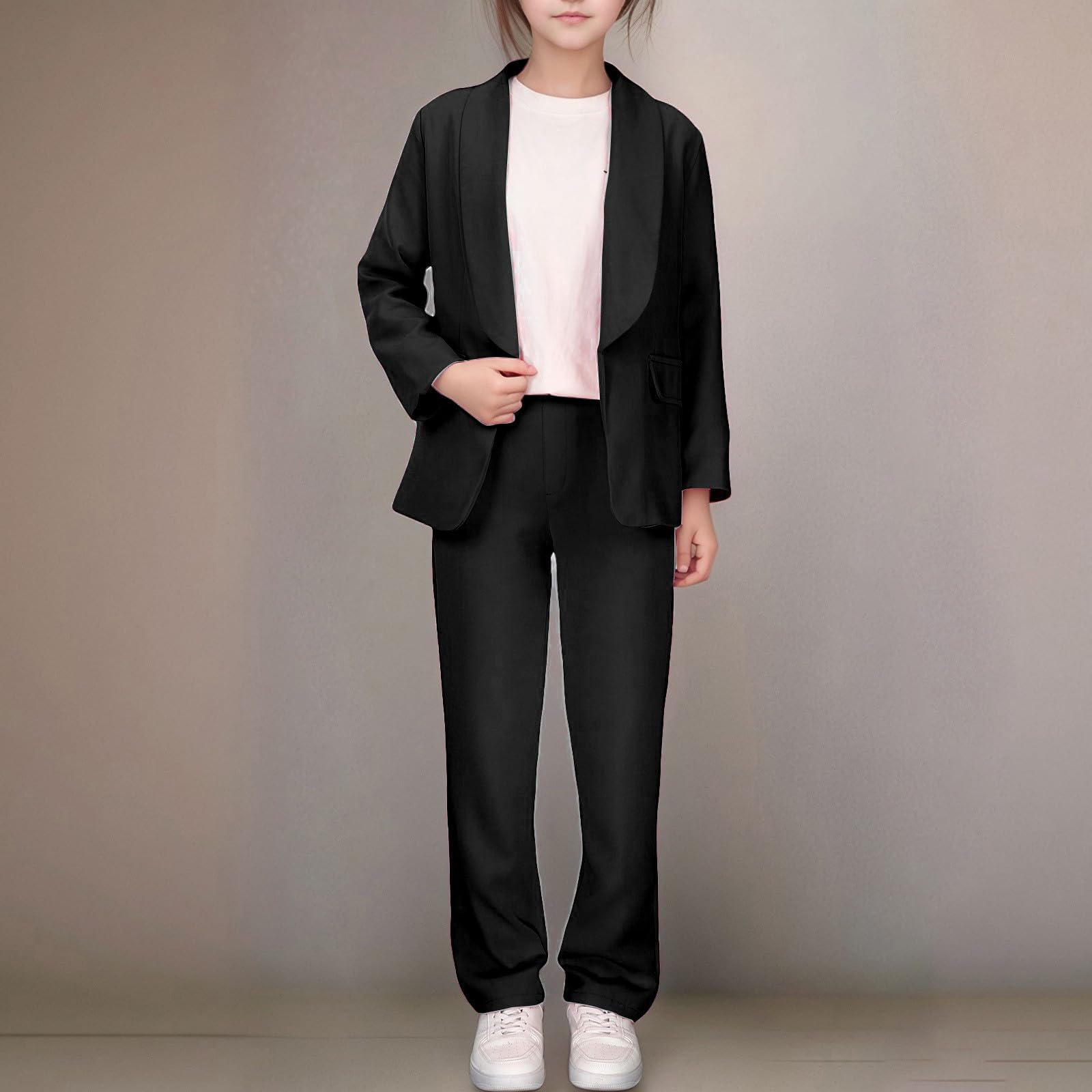 Blazer para niña chaqueta de traje formal color sólido manga larga talla 5-14 años