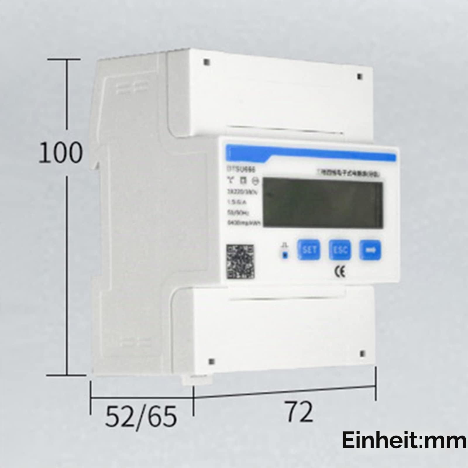 3 Phasen 4P Stromzähler DTSU666 AC Ampere Volt Leistung Energiemonitor Energy Meter, Smartmeter Leistungssensor für PV Anlage DIN 35mm Stromzähler Power Sensor, RS485 Modbus-RTU 3×220/380V 5(80)A