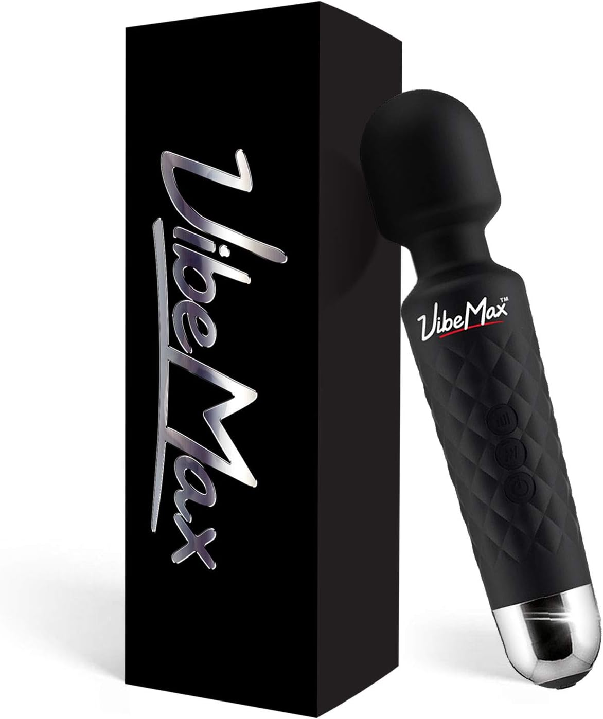 VibeMax Rechargeable Personal Massager - Powerful Multi Speed Vibration - Whisper Quiet - Waterproof - for Muscle Tension Relief in Neck, Back, Shoulders, Legs and Feet - Black