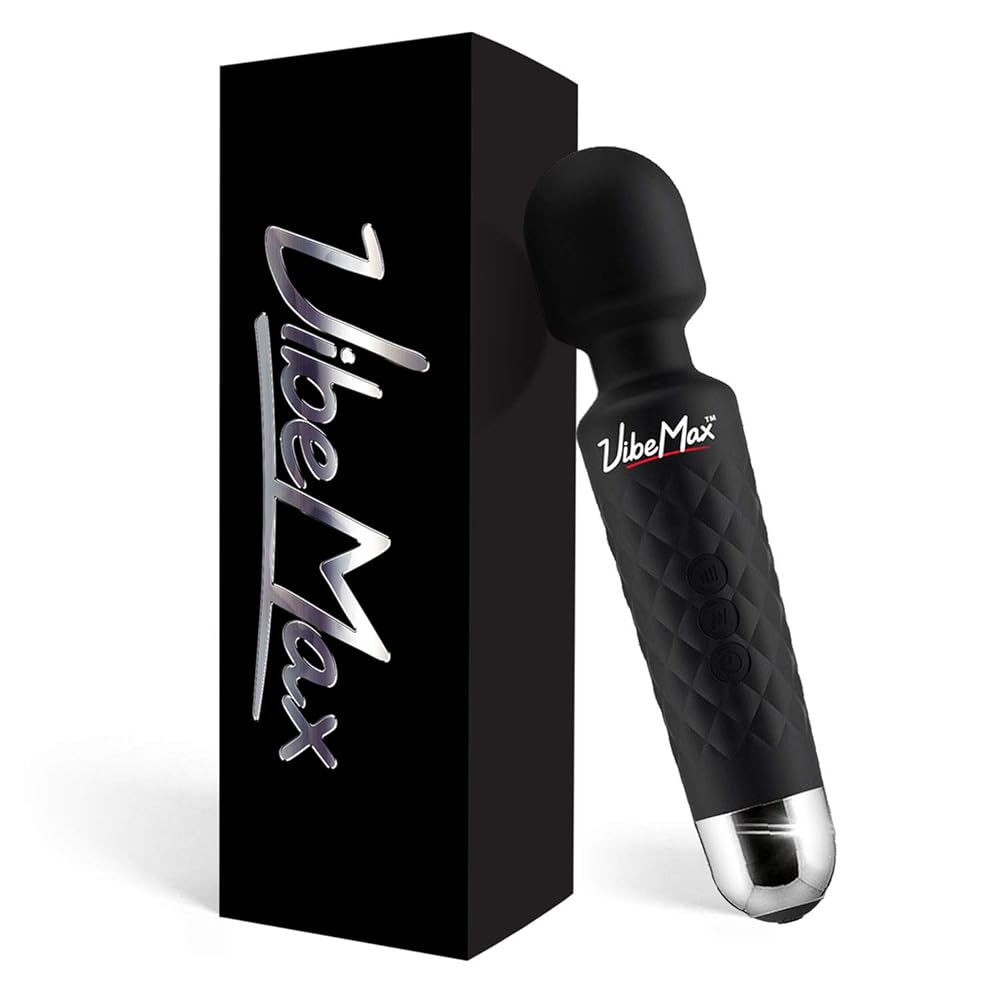 VibeMax Rechargeable Personal Massager - Powerful Multi Speed Vibration - Whisper Quiet - Waterproof - for Muscle Tension Relief in Neck, Back, Shoulders, Legs and Feet - Black