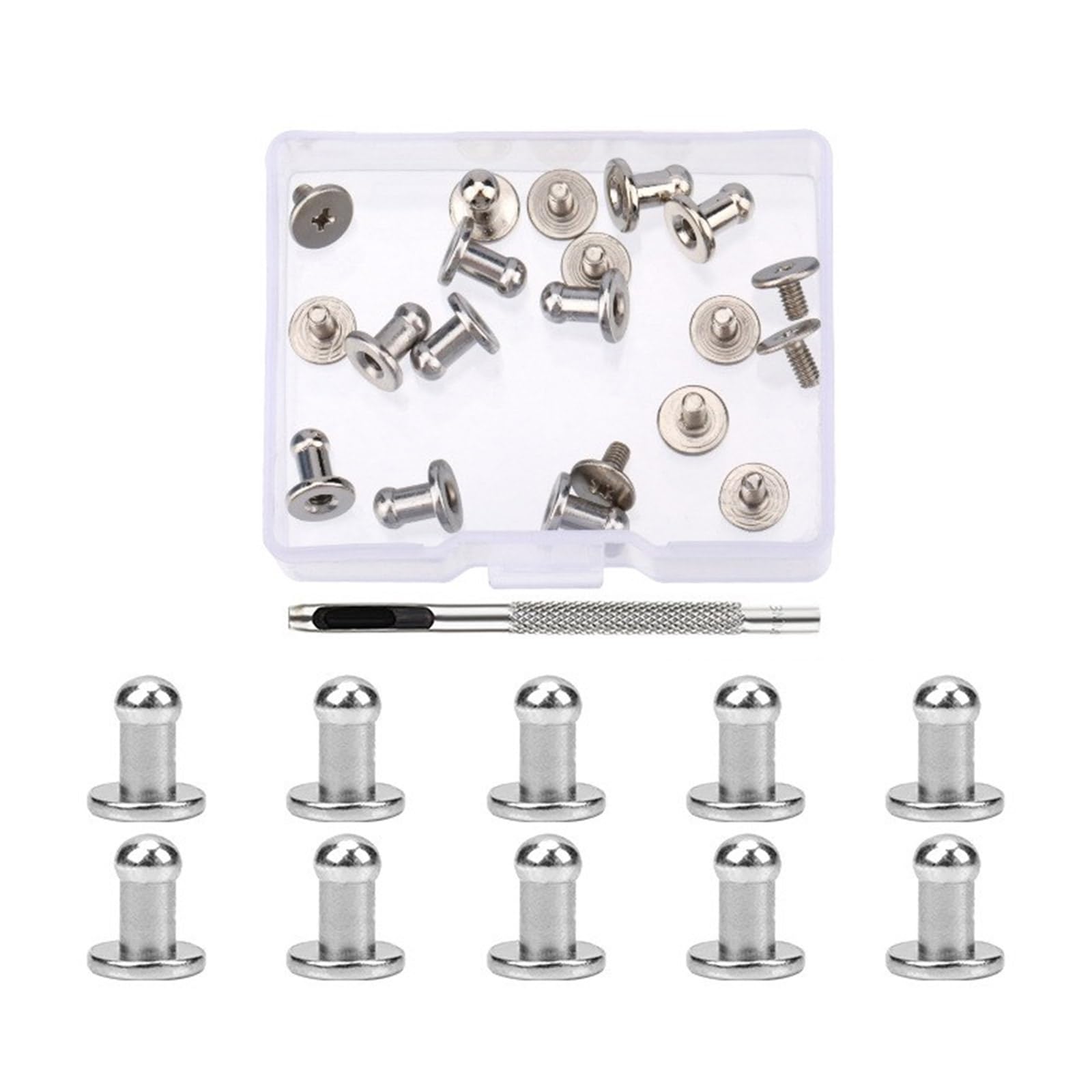 ZWWAAZHF Round Head Button Studs, 4MM 7MM 8MM Round Head Button Studs for Leather Shoe Belt Bag Watchbands Dog Collar Clothing Sewing Supplies