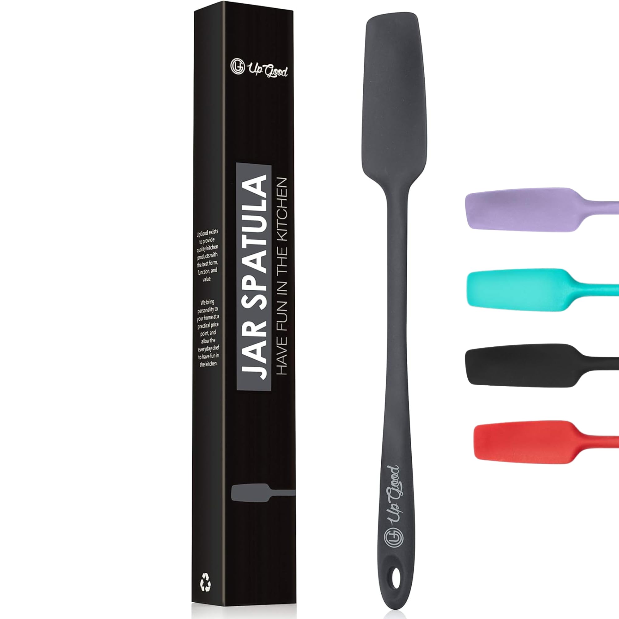 (Gray) - Silicone Jar Spatula 600F Heat Resistant Non-Stick Rubber Scraper Perfect for Jars, Smoothies, Blenders One Piece Utensils Durable Kitchen Cookware ( Professional Spatulas, Grey)