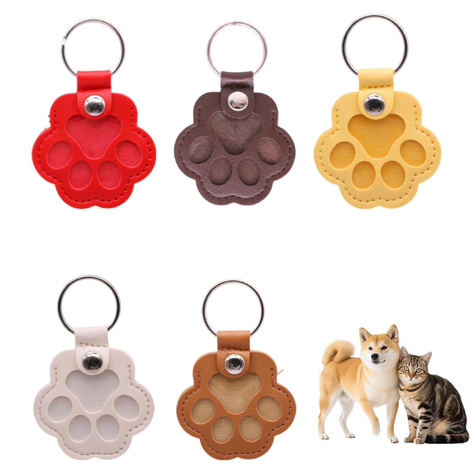 GodtKowty Blackfriday,5PCS Dog Hair Collector Keychain Set: Leather Pet Hair Storage Keyrings for Pet Lovers, Cute Paw Design Memorial Keepsakes,Gifts for Remembering Beloved Pets, Cybermonday
