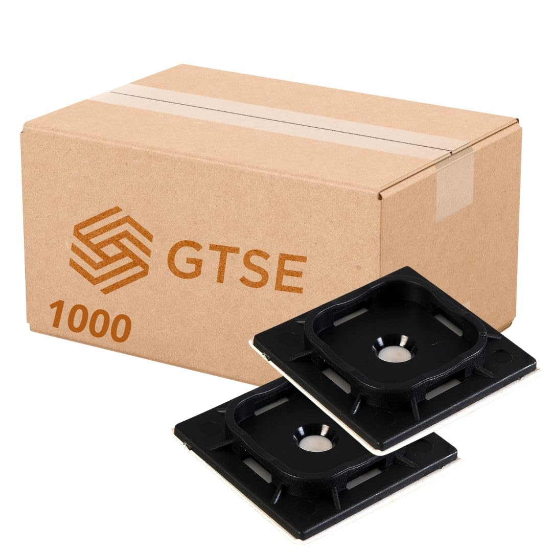 1,000 Pack of Black Cable Tie Bases - 40mm x 40mm - Premium Adhesive Fixing Mounts by Gocableties