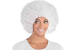White Clown Costume with Vibrant Curly Party Wig