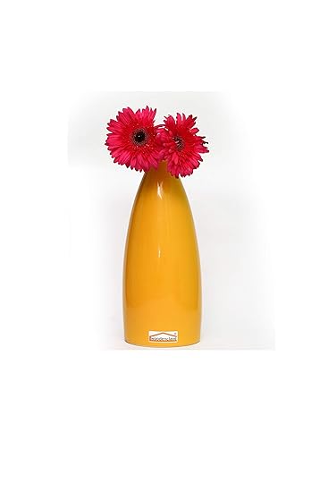 WOODENCLAVE Decorative Ceramic Flower Vase Pot for Living Room Office Home Corner Vases for Indoor Plants Latest Flower Designer Planting Vase for Home Decoration - (10.5 x 10.5 x 26 cm, Yellow)