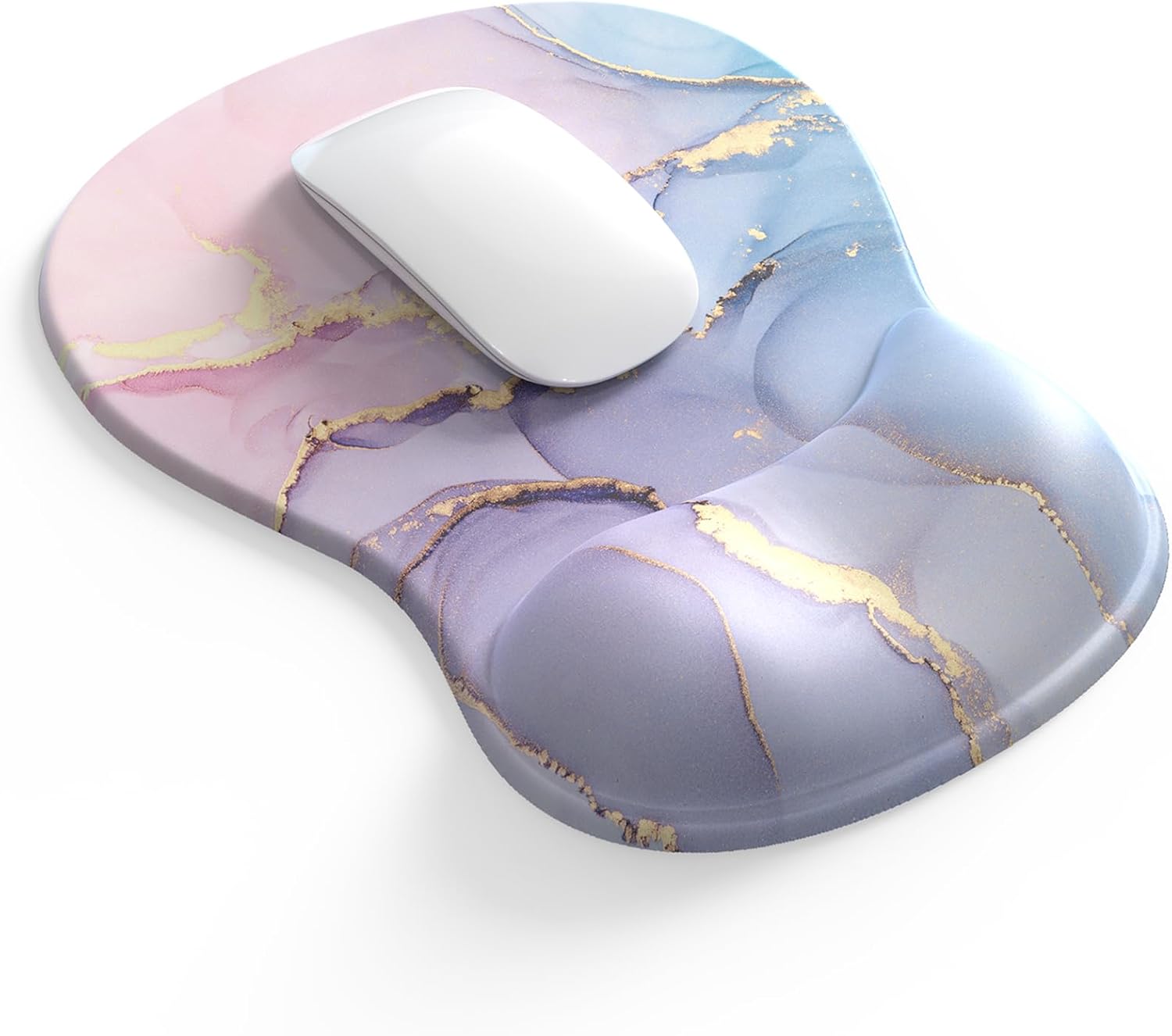 Product image of Comfortable Mouse Pad with Gel Wrist Rest, Ergonomic Mouse Pad for Pain Relief, Smooth Wrist Support Surface and Non-Slip PU Base for Computer, Laptop, Office&Home(A03-Pink Marble)