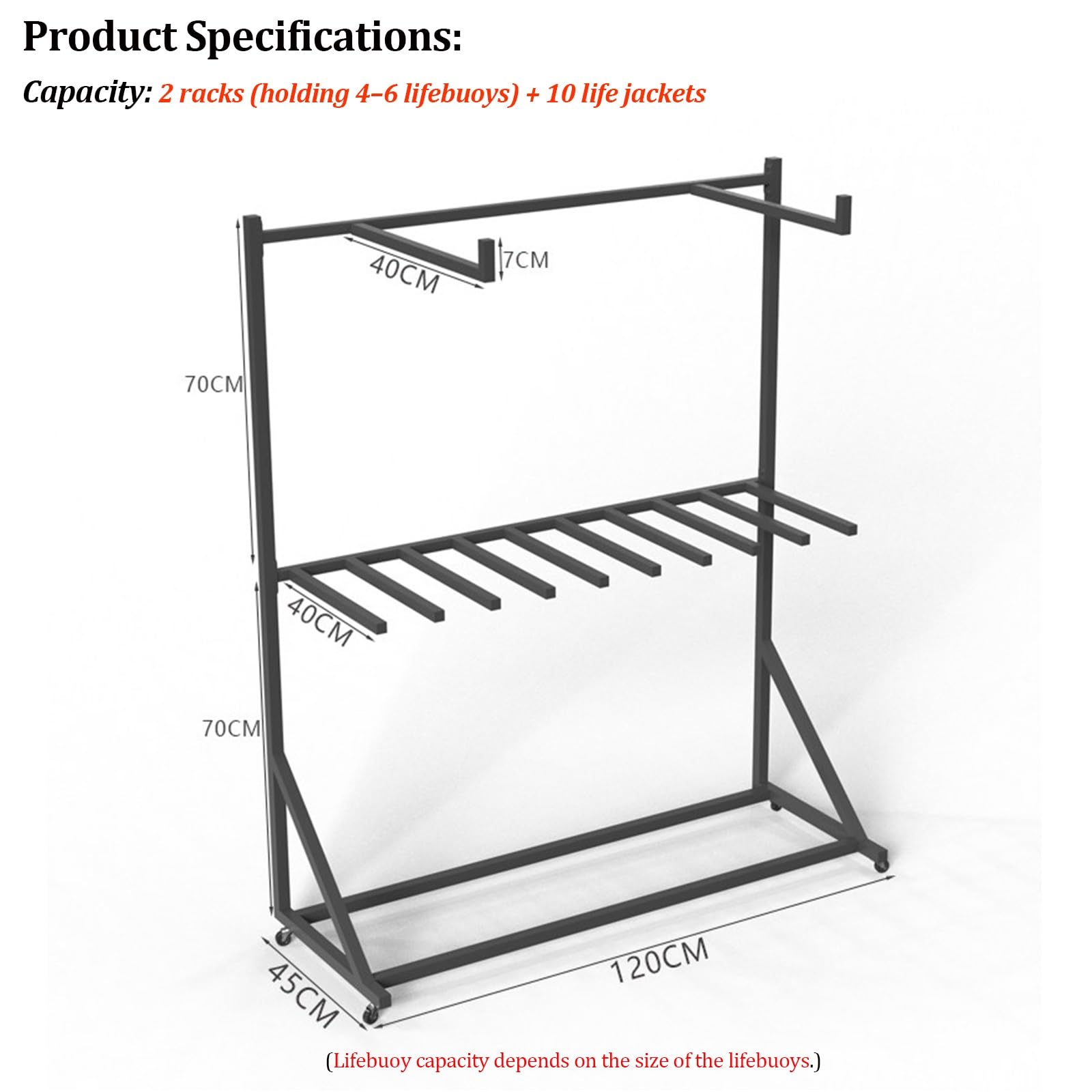 Estante de Almacenamiento para Equipos de Piscina, Soporte Resistente para Chalecos Salvavidas y Aros Salvavidas con Ruedas giratorias, Organizador Independiente para muelles, Capacidad