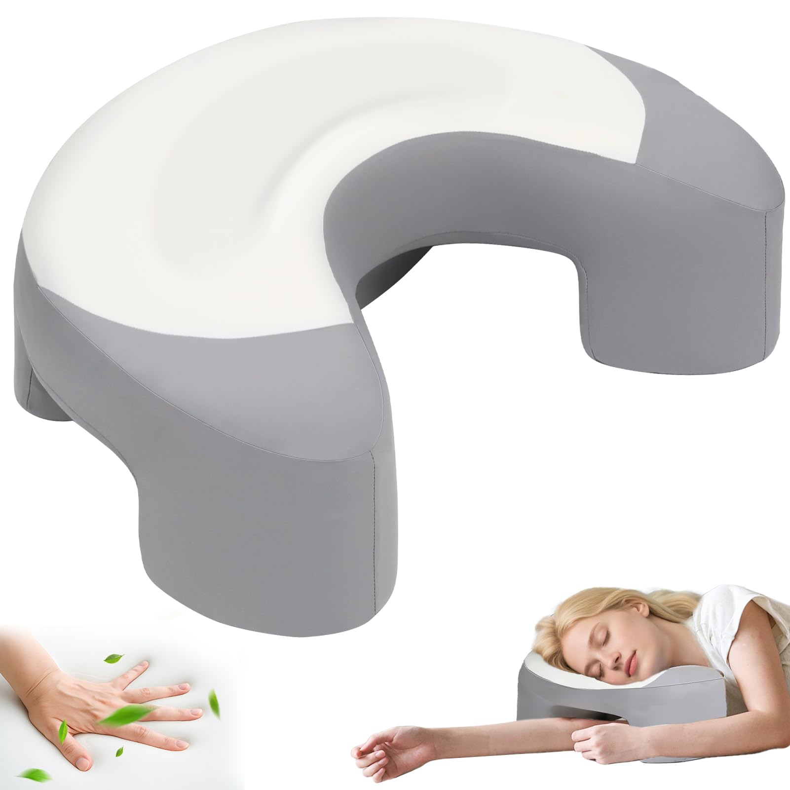 Ancaixin Cooling Side Sleeper Pillow for Adults Ergonomic Memory Foam Shoulder Pillow with Arm Hole for Cervical Neck