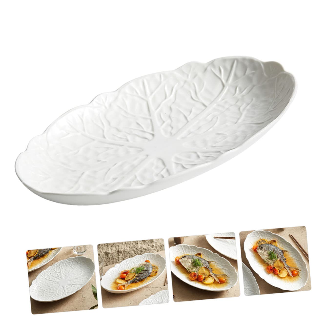 Piatto da Pesce in Ceramica Bianco, per Antipasti, Ristorante