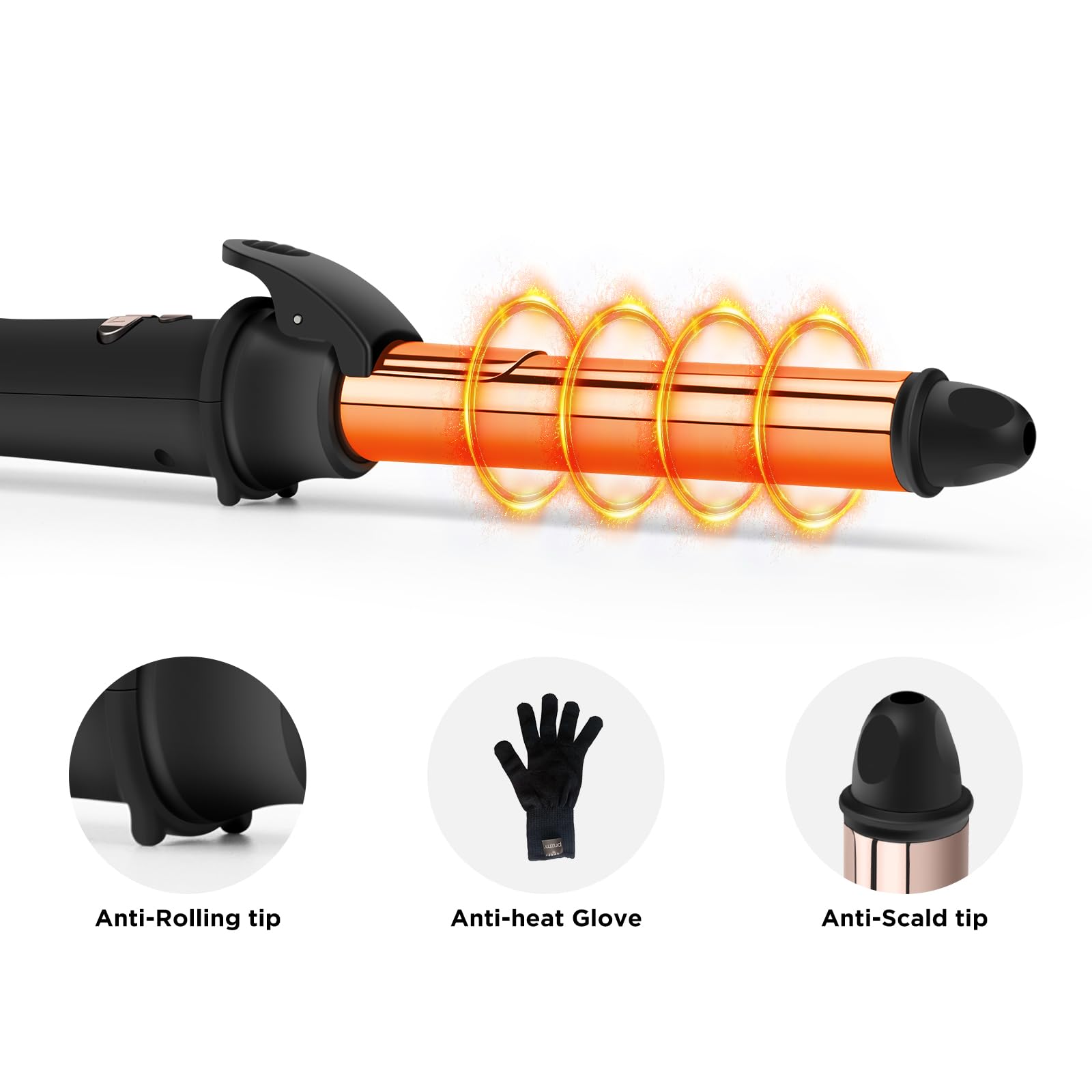 Prizm Automatic Rotating Curling Iron with LCD, Dual Voltage & 450°F Heat