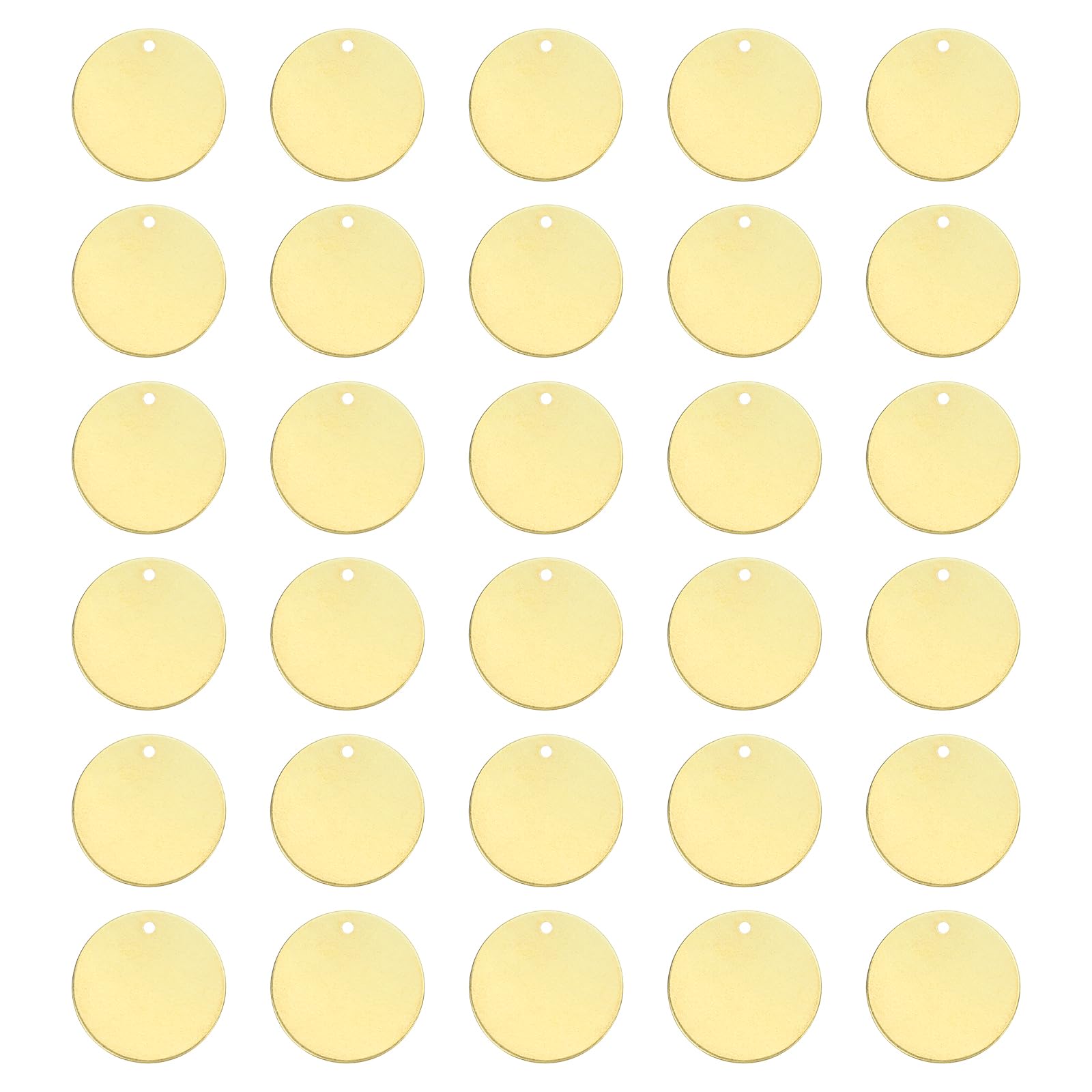 uxcell Round Brass Tags, 58Pcs 16mm/0.6" Blank Brass Disc Stamping Tag with Hole for DIY Crafts Pendants Labeling Making