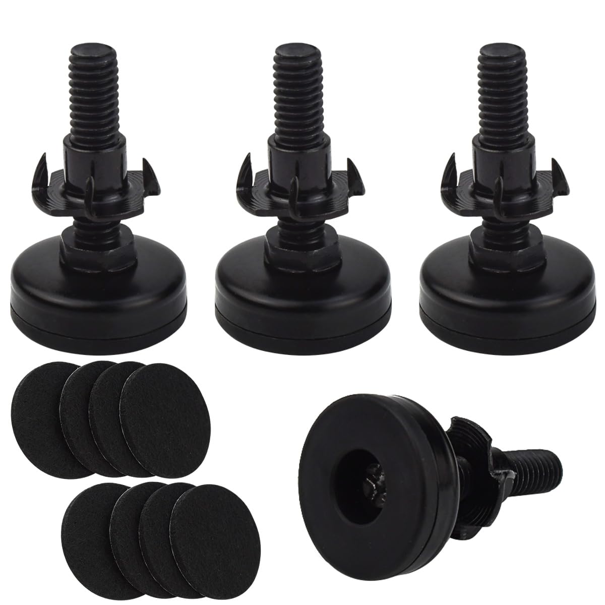 Bilkeru 4 Pcs Adjustable Furniture Feet 3/8'' Thread Furniture Levelers Heavy Duty Furniture Levelers Foot with T- Nut Kit for Chairs Tables Sofa and More(Black)
