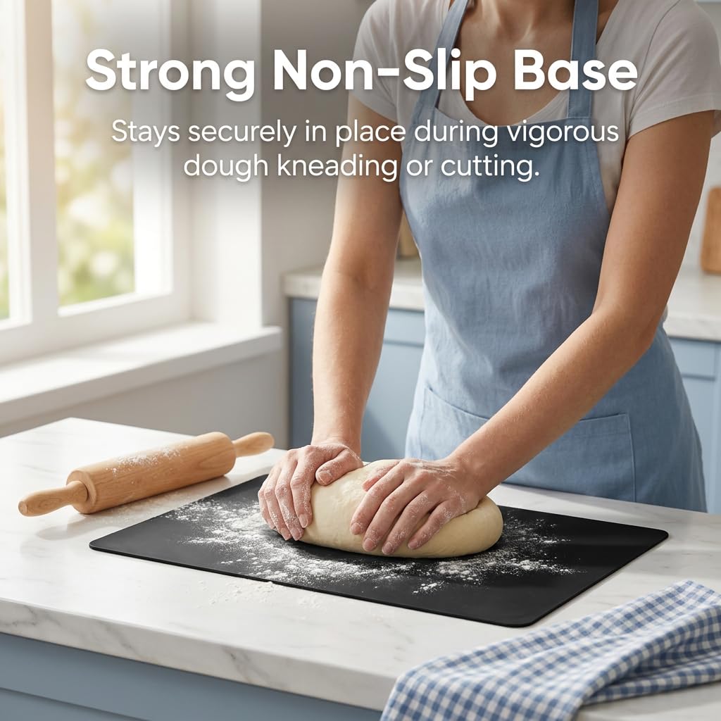 Tapis Silicone Noir 40x30 cm Protection Plan de Travail Cuisine Antiderapant Résistant Chaleur Eau
