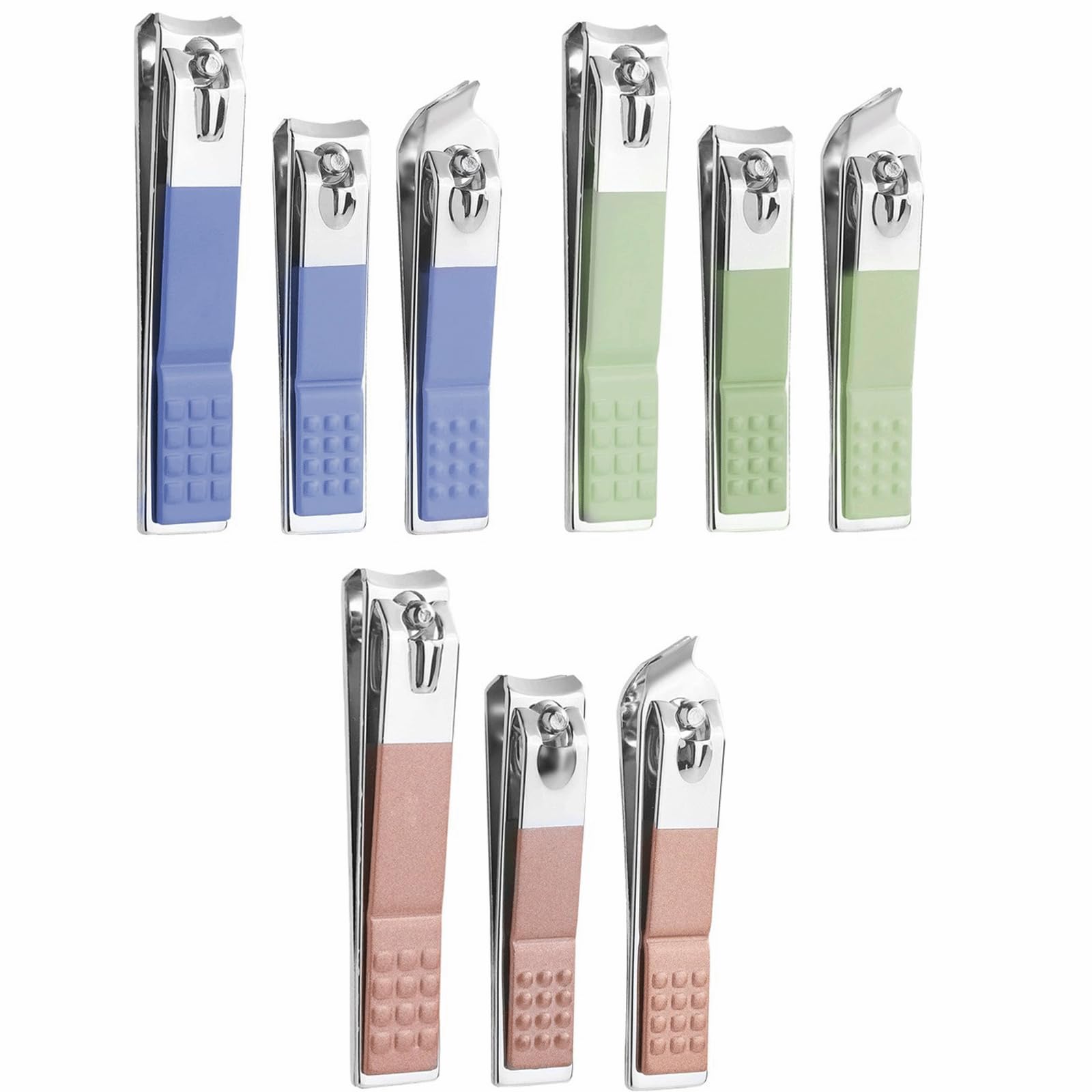 9PCS Nail Clippers Set ，Finger Nail Clippers for Seniors，Adult，Women，Portable Ultra Sharp Nail Clippers，Sharp Curved Blade Clippers Cutter，Large Toenail Clippers for Thick Nails（Green，Blue，Pink）
