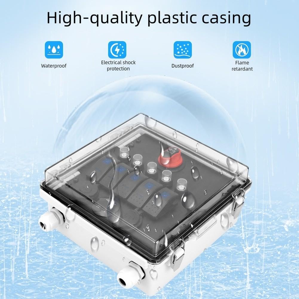 Panel de conmutación de 12 V, 5 capas, aluminio, protección IP65, barco (B)
