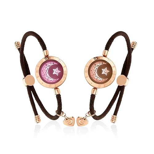 TOTWOO Long Distance Touch Bracelets for Couples, Smart Light & Vibration Love Jewelry, Long Distance Valentines Day Gifts for Him Her Women Men, One-to-One Bluetooth Pairing via App