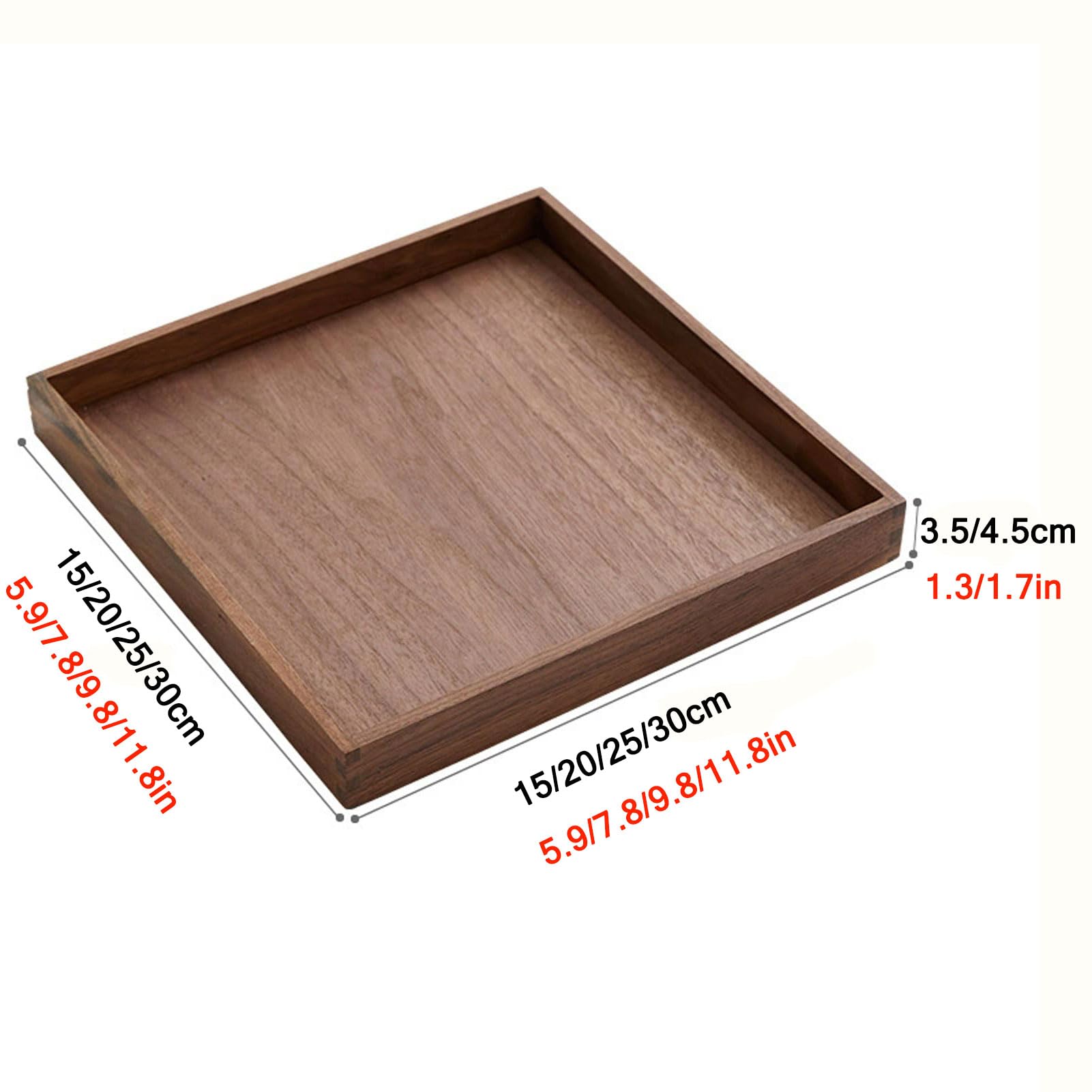 HUHJYUGE Bandeja Madera Rectangular Rustica, Bandeja de Madera con Asas, Bandeja de Madera para Servir Comida, Bandeja de Cocina para Desayuno, Bebidas, Aperitivos (Square/30cm)