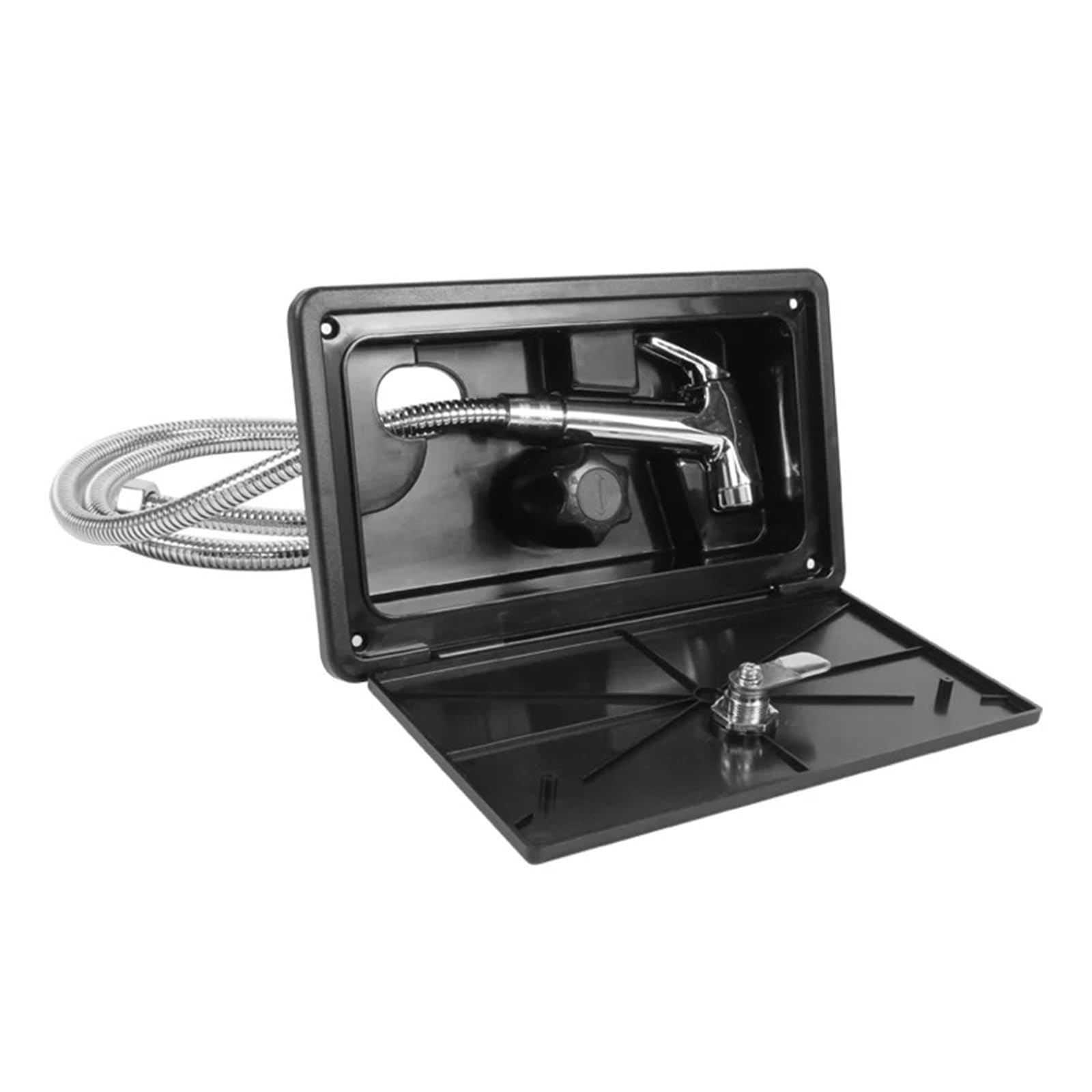 Kit Doccia Esterna for Camper, roulotte, Box Esterno con Serratura e Interruttore a manopola Singolo Caldo/Freddo for Barca, Yacht per Camper(White)