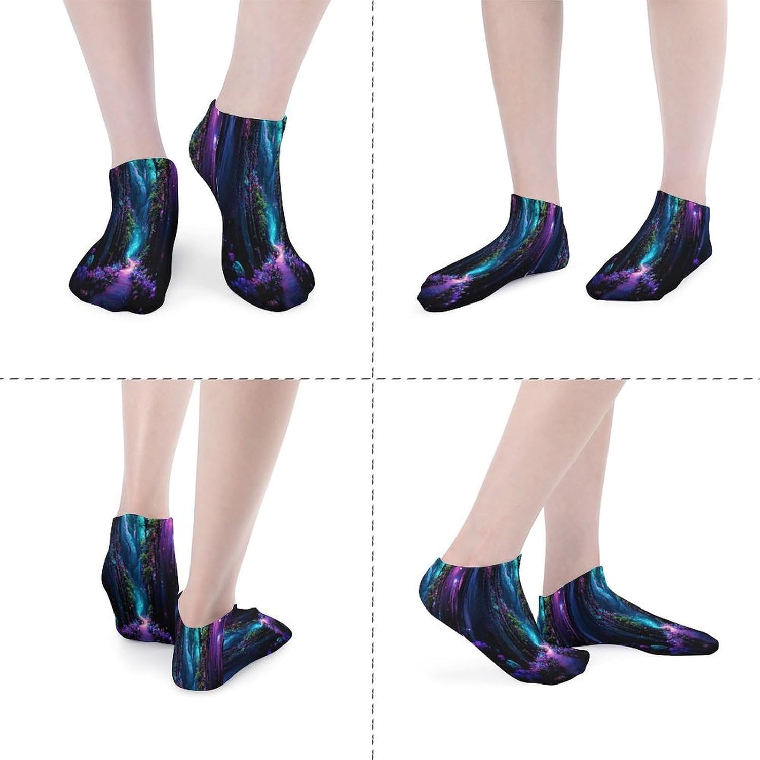 Fluorescent Flower Valley 5Pairs Low Cut Ankle Socks for Women No Show Casual Breathable Athletic Socks for Sport