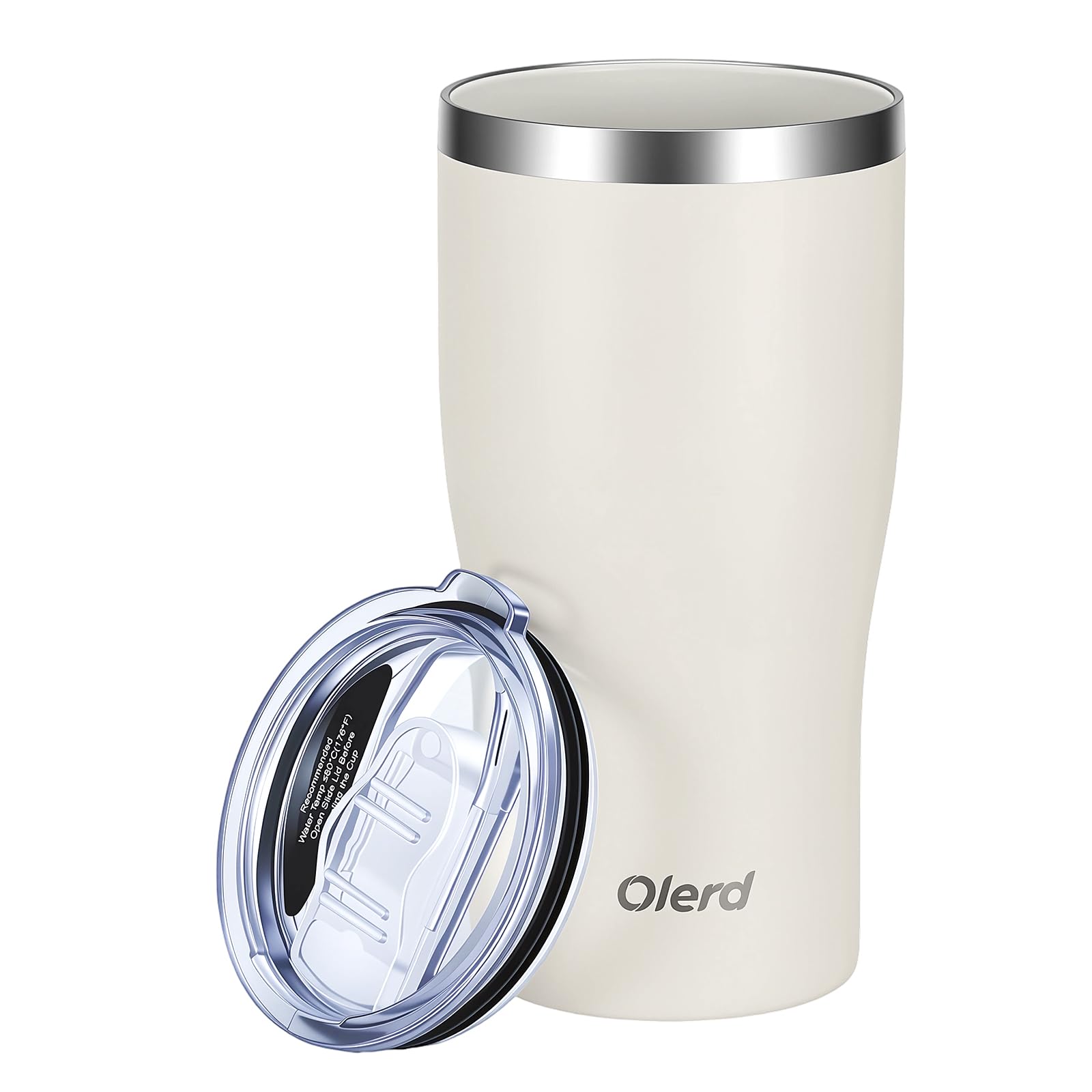 Olerd 17 oz Ceramic Lined Water Bottle, No Metallic Taste Insulated Coffee Travel Mug, Double Wall Vacuum Stainless Steel Tumbler with Leak-Proof Lid & Non-Slip Silicone Base, 500ml, White