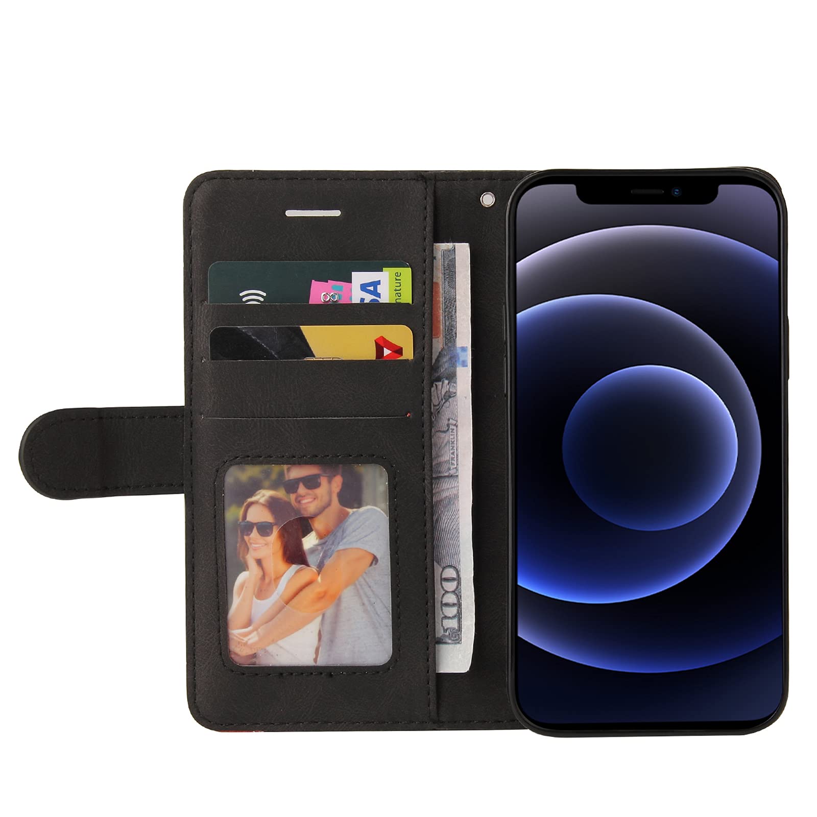 Para IPhone 12 Ini Funda De Cuero PU + TPU A Prueba De Golpes Con