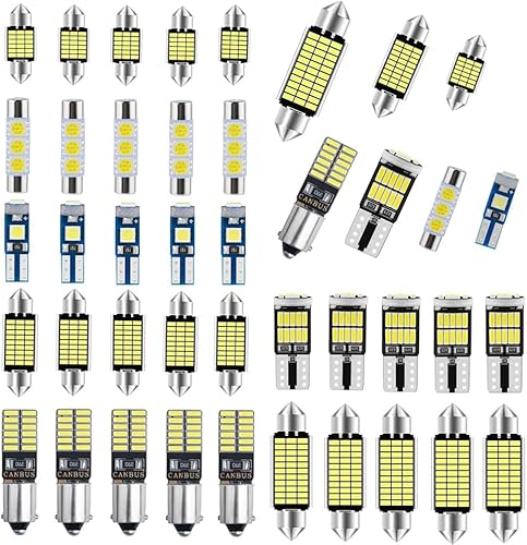 42 luces LED para interior de coche, luz de cúpula de 1.102 in, 1.220 in, 1.417 in, 1.614 in, BA9S T5 T10, kit de bombillas LED para interiores de