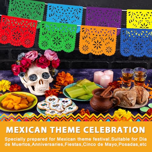 Image of 6 Pack Mexico Papel Picado Banner Fiesta Party Banner Wedding Fiesta Party Dia De Los Muertos Cinco De Mexican Mayo Decor,Papel Picado Mexicano para Decoration