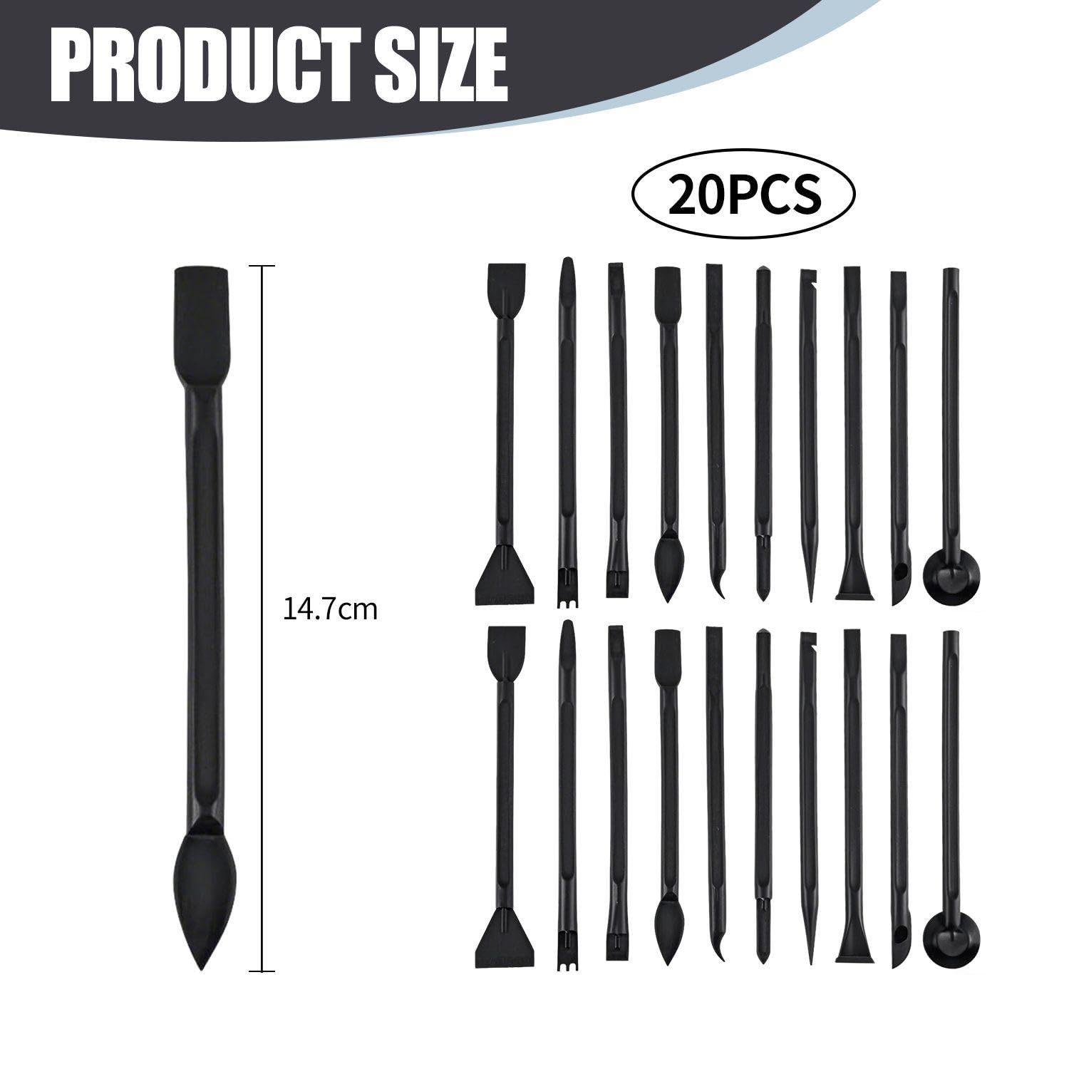 20 Pieces of Plastic Spudger, Gap Cleaning Tool, Disassembly Tool, Multi-Purpose Scraper Tool, Black - Image 2