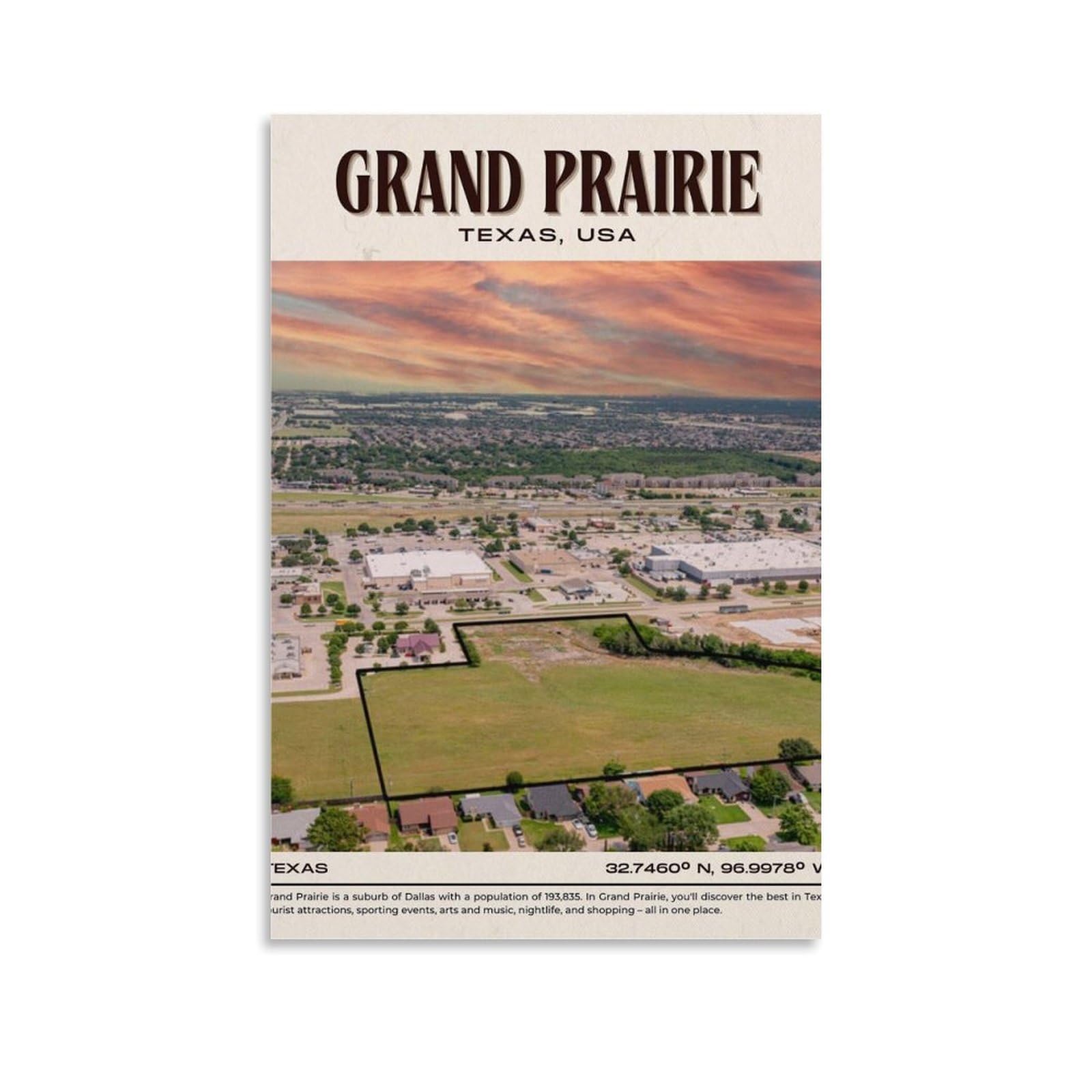 ZNKUWMT Grand Prairie Vintage Poster Decorative Painting Canvas Wall Art Living Room Poster Bedroom Painting Wall Art Picture Print Modern Family Room Decor 12 x 18 Inches (30 x 45 cm)