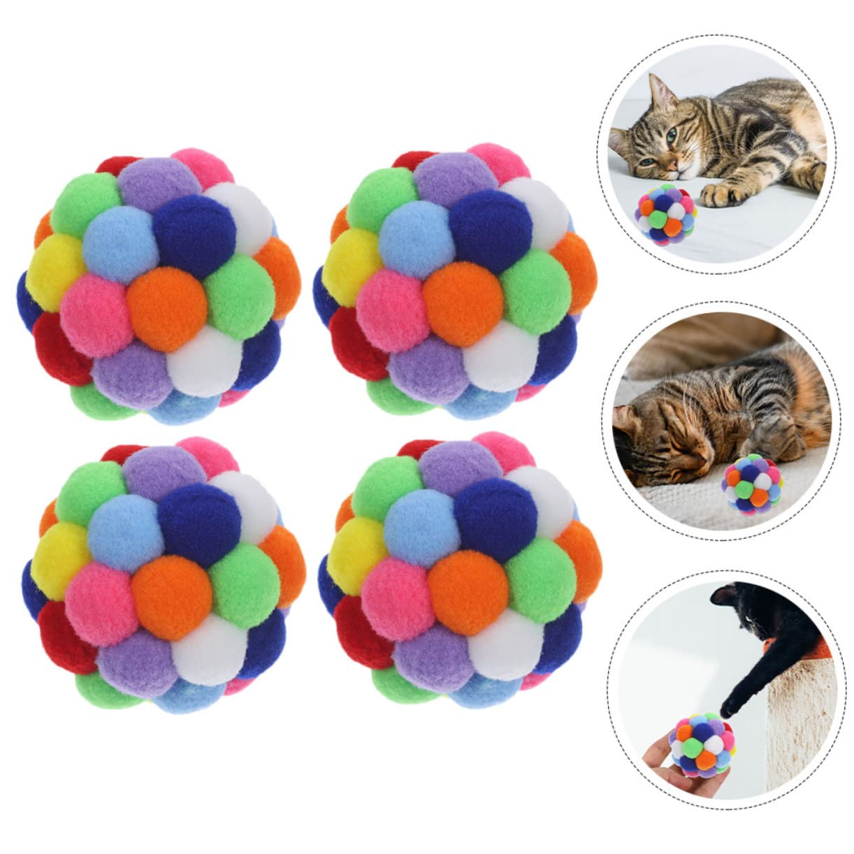 ifundom 4pièces Balle Interactive pour Chat avec Clochettes Jouet pour Chatons Balles De Jouets pour Chat Intérieur