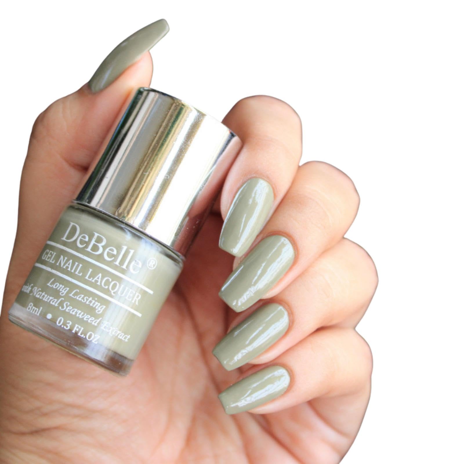 DeBelle Gel Nail Polish Olive Jade(Pastel Olive Green Nail Paint)|Non UV - Gel Finish |Chip Resistant | Seaweed Enriched Formula| Long Lasting|Cruelty and Toxic Free| 8ml-image-19