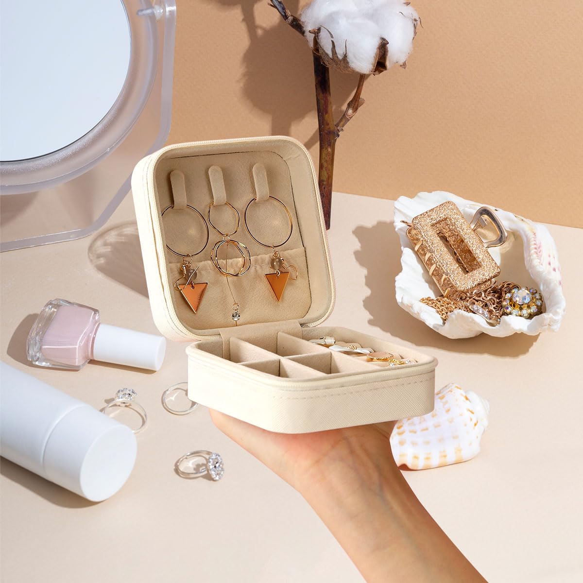 Bonitas cajas de joyería y organizadores, regalos de viaje para niñas, organizador de joyas, estuche de viaje para joyas, caja de joyería pequeña para niñas, cajas organizadoras de anillos de