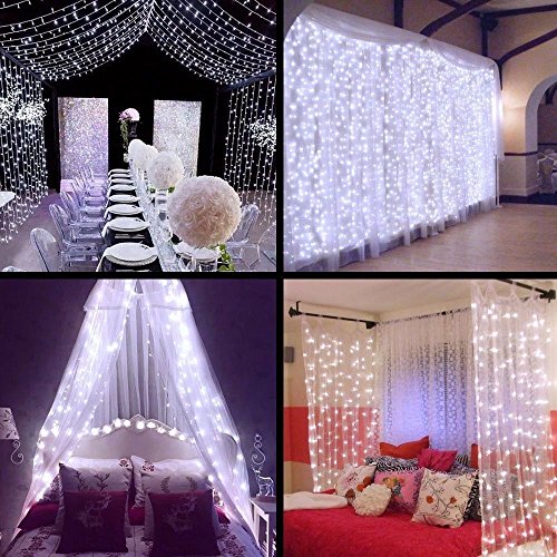 Twinkle Star 600 Led Window Curtain String Light Christmas Wedding Party Garden Bedroom Indoor Outdoor Wall Decoration, White #TOP1