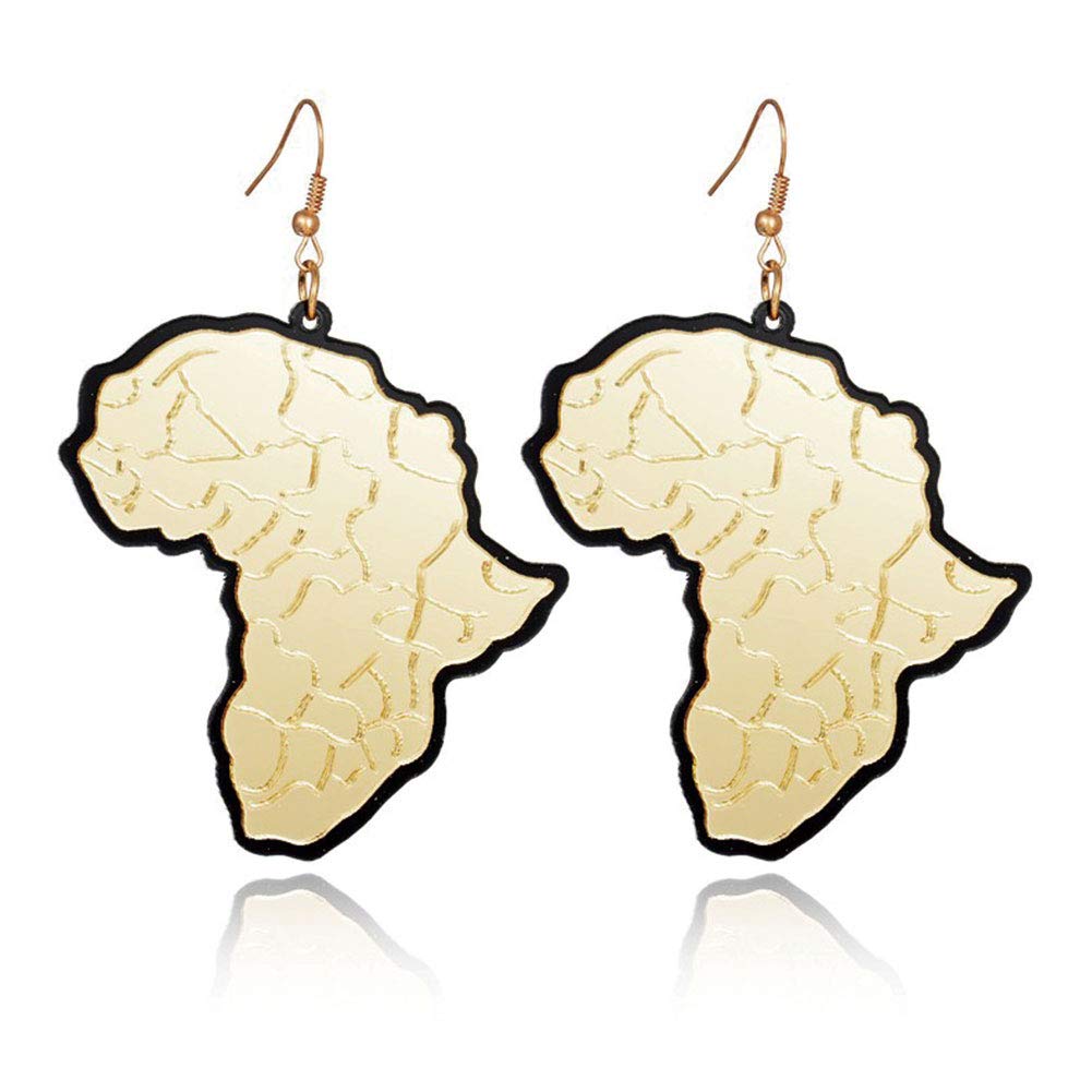 Bongles Acrylic Drop Dangle Earrings Africa Map Shape Pieced Earrings Jewelry for Women