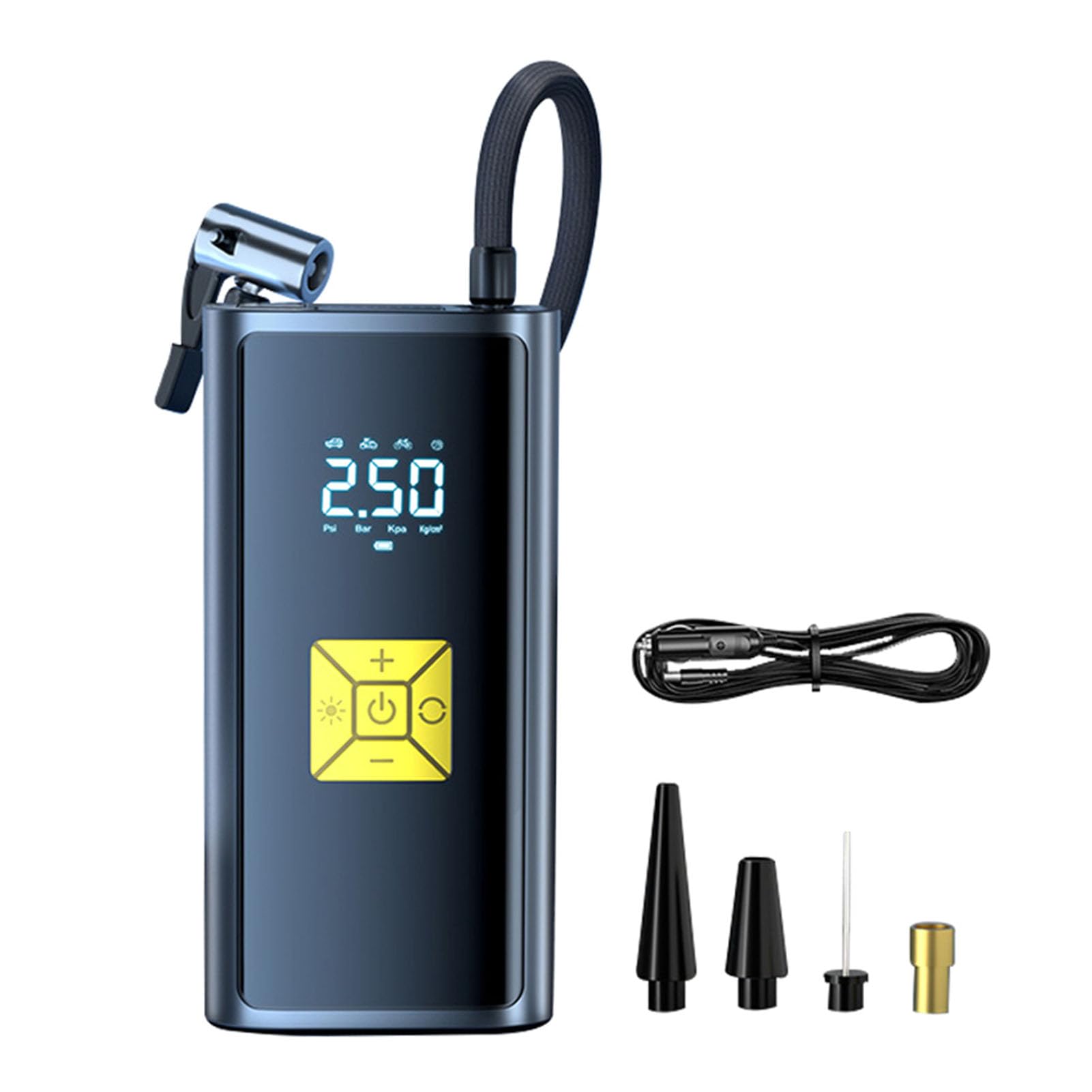 Inflador de neumáticos eléctrico portátil y compresor de aire inalámbrico con capacidad de 150 PSI - Bomba de aire a batería de 6000 mAh con pantalla digital LED y función de (No admite salida USB)