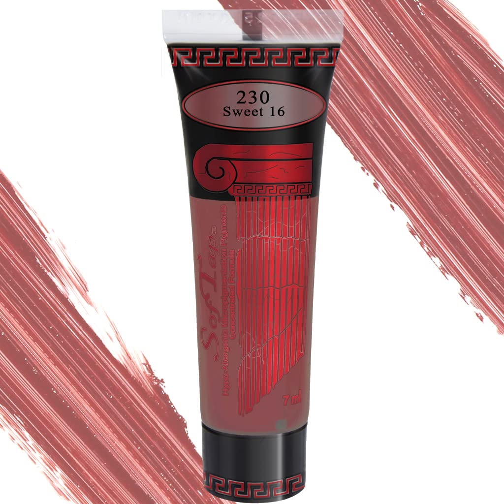 SofTap Permanent Makeup Sweet 16 PMU Lips, Lipstick, lip blush, feather, liner, full, gloss look, kissable, soft, lush, medium, thick, thin, nude, volumizing, imposter Shading gorgeous Professional Cosmetic Tattoo, Vegan, Cruelty Free, EU Compliant, Gluten Free, Paraben Free, Sulfate Free, Made in USA, 7 ml tube. Enhance Color Makeup Kit Ink Shading machine hand method compatible pixel soft tap Hypoallergenic (Sweet 16)